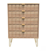 Cube 5 Drawer Chest with Gold Hairpin Legs - Welcome Furniture