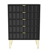 Cube 5 Drawer Chest with Gold Hairpin Legs - Welcome Furniture