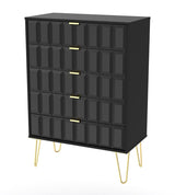 Cube 5 Drawer Chest with Gold Hairpin Legs - Welcome Furniture