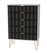 Cube 5 Drawer Chest with Gold Hairpin Legs - Welcome Furniture