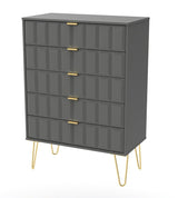 Cube 5 Drawer Chest with Gold Hairpin Legs - Welcome Furniture