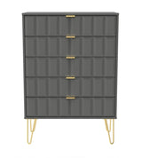 Cube 5 Drawer Chest with Gold Hairpin Legs - Welcome Furniture