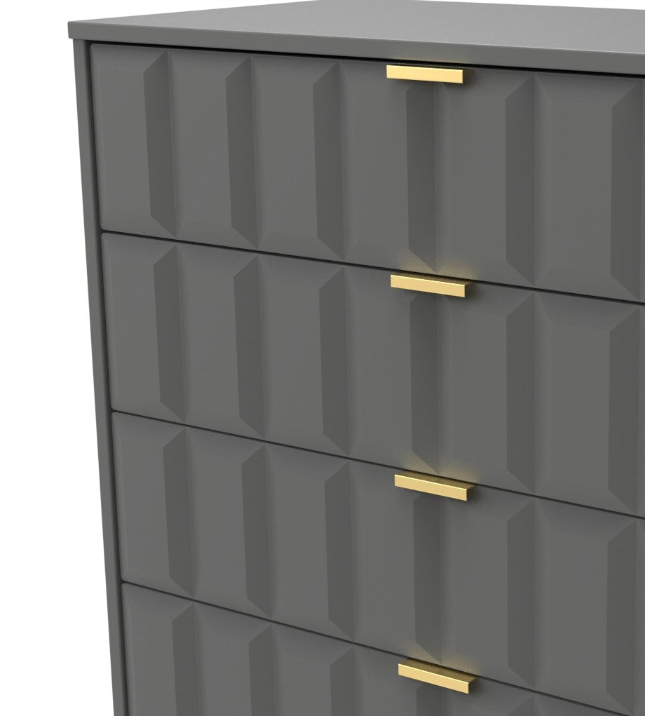 Cube 5 Drawer Chest with Gold Hairpin Legs - Welcome Furniture