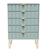 Cube 5 Drawer Chest with Gold Hairpin Legs - Welcome Furniture