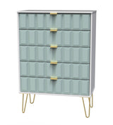Cube 5 Drawer Chest with Gold Hairpin Legs - Welcome Furniture