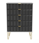 Cube 5 Drawer Chest with Gold Hairpin Legs - Welcome Furniture