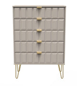 Cube 5 Drawer Chest with Gold Hairpin Legs - Welcome Furniture