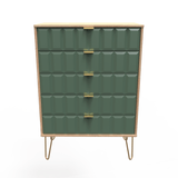 Cube 5 Drawer Chest with Gold Hairpin Legs - Welcome Furniture