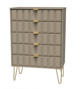 Cube 5 Drawer Chest with Gold Hairpin Legs - Welcome Furniture