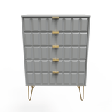 Cube 5 Drawer Chest with Gold Hairpin Legs - Welcome Furniture