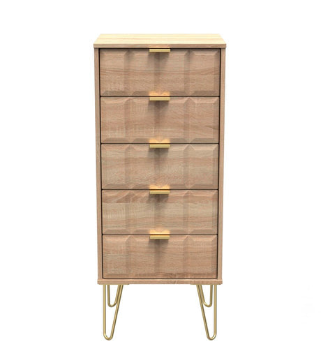 Cube Chest of 5 Drawers with Gold Hairpin Legs - Welcome Furniture