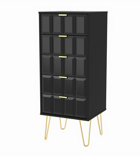 Cube Chest of 5 Drawers with Gold Hairpin Legs - Welcome Furniture