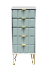 Cube Chest of 5 Drawers with Gold Hairpin Legs - Welcome Furniture