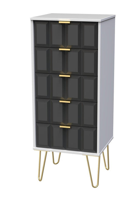 Cube Chest of 5 Drawers with Gold Hairpin Legs - Welcome Furniture