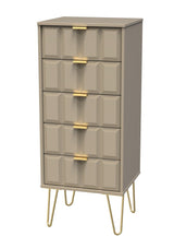 Cube Chest of 5 Drawers with Gold Hairpin Legs - Welcome Furniture