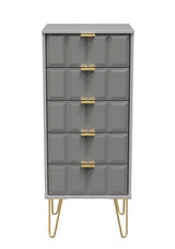 Cube Chest of 5 Drawers with Gold Hairpin Legs - Welcome Furniture