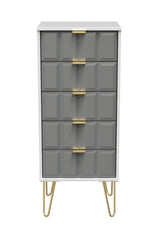 Cube Chest of 5 Drawers with Gold Hairpin Legs - Welcome Furniture