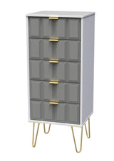 Cube Chest of 5 Drawers with Gold Hairpin Legs - Welcome Furniture