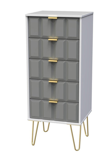 Cube Chest of 5 Drawers with Gold Hairpin Legs - Welcome Furniture