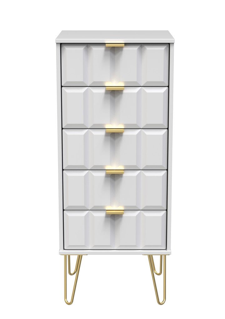 Cube Chest of 5 Drawers with Gold Hairpin Legs - Welcome Furniture