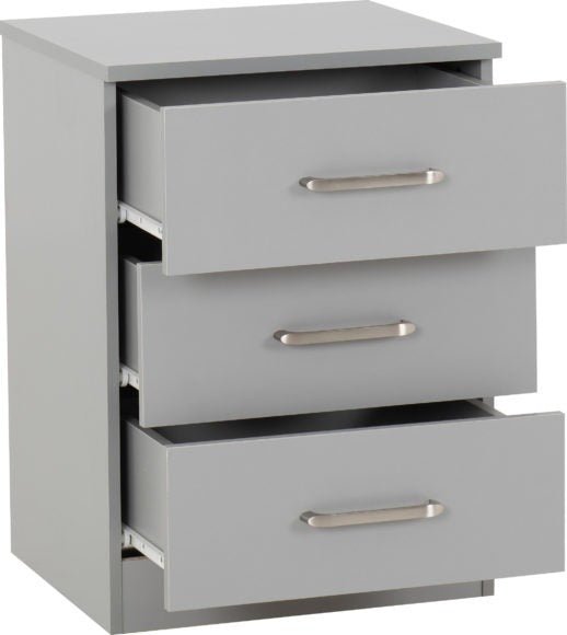 Dakota 3 Drawer Bedside Table - Seconique