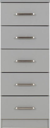 Dakota 5 Drawer Narrow Tallboy Chest - Seconique
