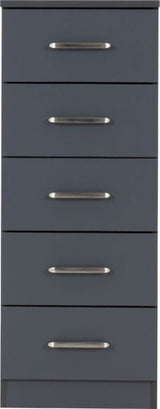 Dakota 5 Drawer Narrow Tallboy Chest - Seconique