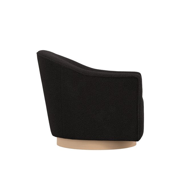 Daphne Black Teddy Bouclé Fabric Swivel Chair - LPD