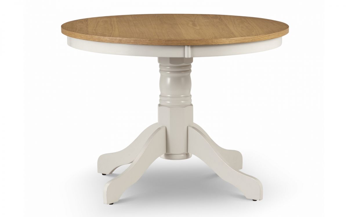 Davenport White Round Oak Veneer Pedestal Dining Table