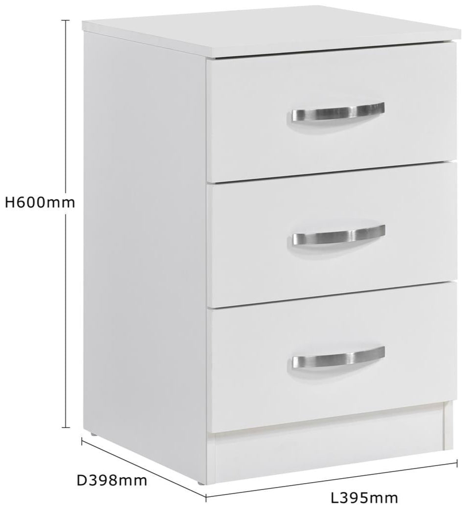 Paddington 3 Drawer Bedside Table
