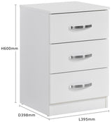 Paddington 3 Drawer Bedside Table