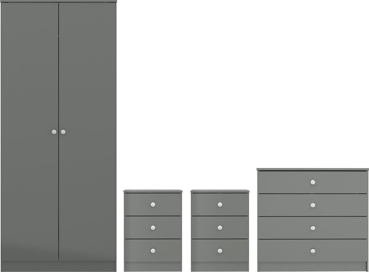 Denver 2 Door Wardrobe 4 Piece Bedroom Set - Seconique