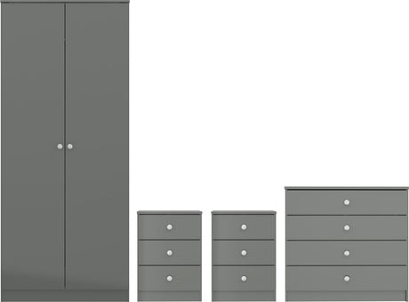 Denver 2 Door Wardrobe 4 Piece Bedroom Set - Seconique