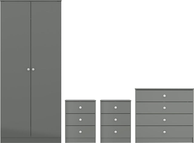 Denver 2 Door Wardrobe 4 Piece Bedroom Set - Seconique