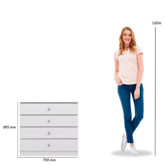 Denver 4 Drawer Chest - Seconique