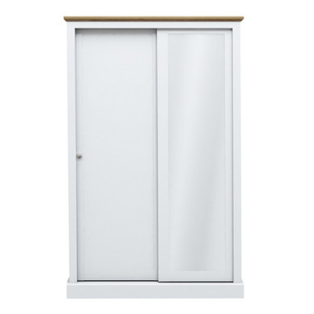 Devon White and Oak 2 Door Sliding Wardrobe - LPD