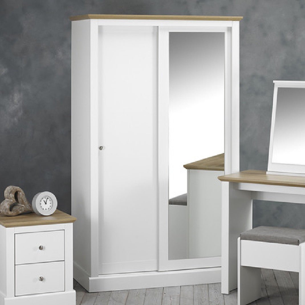 Devon White and Oak 2 Door Sliding Wardrobe - LPD