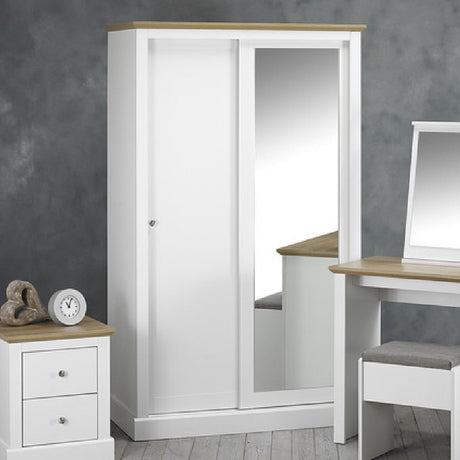 Devon White and Oak 2 Door Sliding Wardrobe - LPD