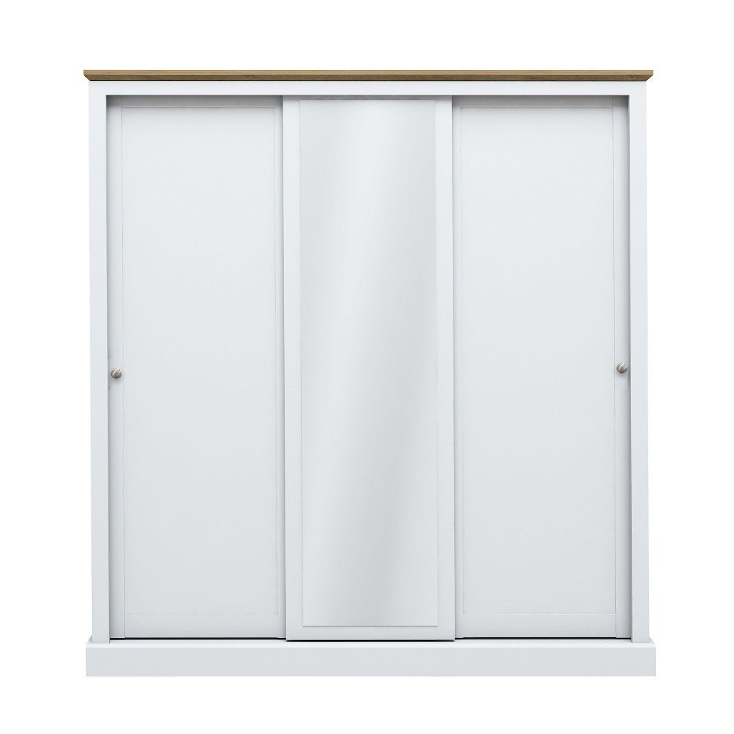Devon White and Oak 3 Door Sliding Wardrobe - LPD