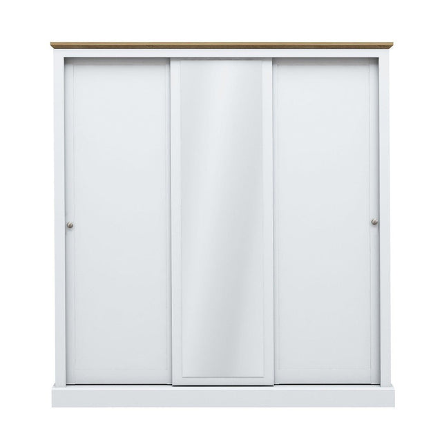 Devon White and Oak 3 Door Sliding Wardrobe - LPD