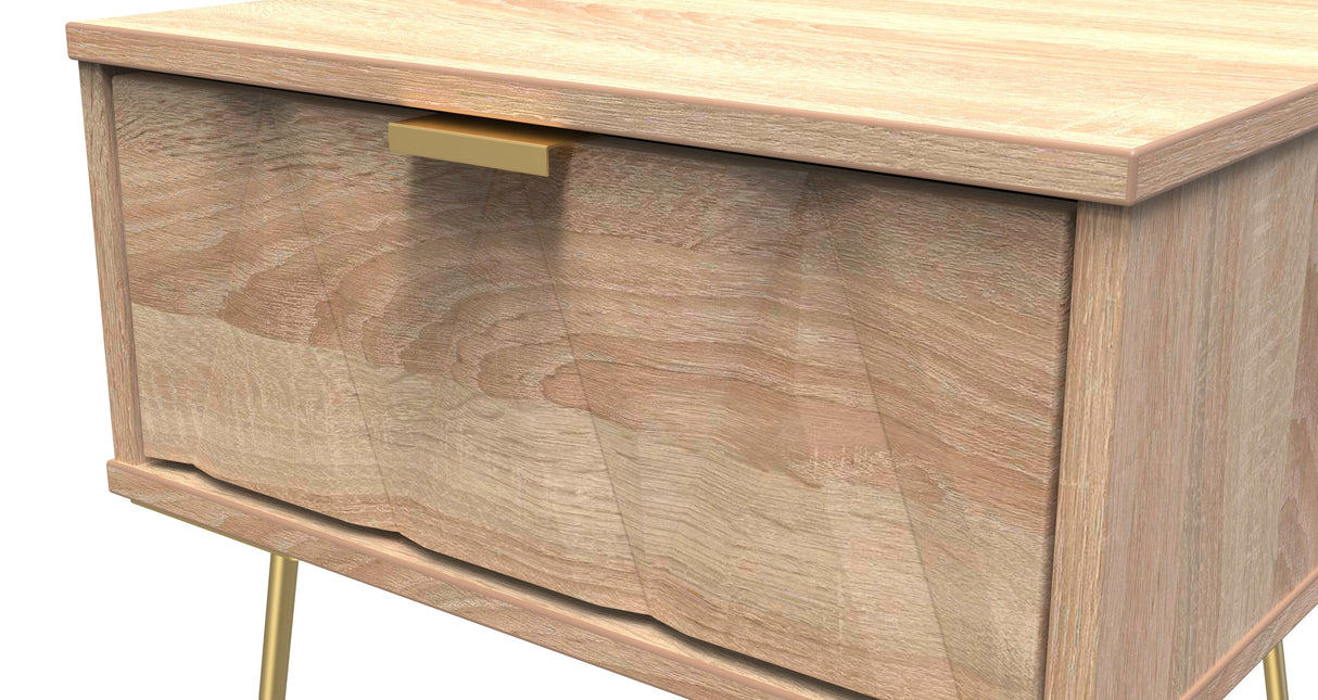 Diamond 1 Drawer Bedside Cabinet with Gold Hairpin Legs - Welcome Furniture