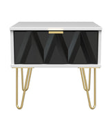 Diamond 1 Drawer Bedside Cabinet with Gold Hairpin Legs - Welcome Furniture