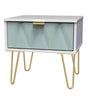 Diamond 1 Drawer Bedside Cabinet with Gold Hairpin Legs - Welcome Furniture
