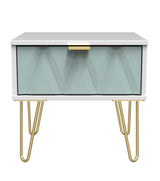 Diamond 1 Drawer Bedside Cabinet with Gold Hairpin Legs - Welcome Furniture