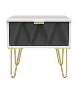 Diamond 1 Drawer Bedside Cabinet with Gold Hairpin Legs - Welcome Furniture
