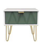 Diamond 1 Drawer Bedside Cabinet with Gold Hairpin Legs - Welcome Furniture