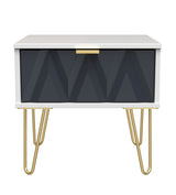 Diamond 1 Drawer Bedside Cabinet with Gold Hairpin Legs - Welcome Furniture