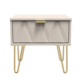 Diamond 1 Drawer Bedside Cabinet with Gold Hairpin Legs - Welcome Furniture