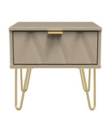 Diamond 1 Drawer Bedside Cabinet with Gold Hairpin Legs - Welcome Furniture