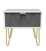 Diamond 1 Drawer Bedside Cabinet with Gold Hairpin Legs - Welcome Furniture